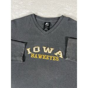 Vintage Starter University of Iowa Hawkeyes Gray V Neck Sweatshirt Men's Size‎ L